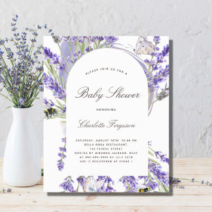 Papier Invitation au baby shower floral lavande budget