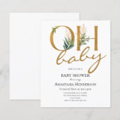 Papier Invitation au Baby shower Gold Elegant Budget. (Devant / Derrière)