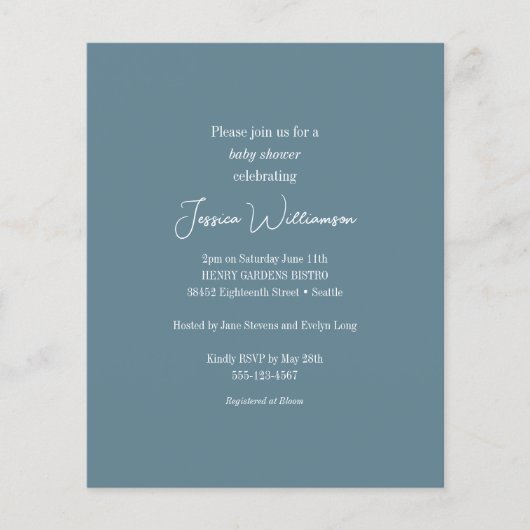 Papier Invitation au Baby shower minimaliste Turquoise bl (Devant)