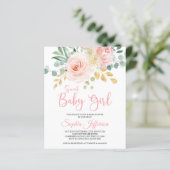 Papier Invitation au Baby shower rose blanc Boho Budget (Debout devant)