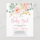 Papier Invitation au Baby shower rose blanc Boho Budget (Devant)