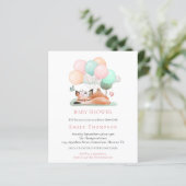 Papier Invitation au Baby shower rose de Fox couché budge (Debout devant)