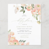 Papier Invitation au Baby shower vert Budget Blush & Sage (Devant)