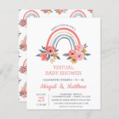Papier Invitation au Baby shower virtuel arc-en-ciel (Devant / Derrière)