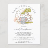 Papier Invitation au Baby shower virtuel Eléphant Budget (Devant)