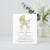 Papier Invitation au Baby shower virtuel vert de la Monna (Debout devant)