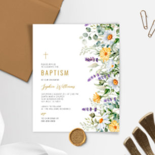 Papier Invitation au baptême Chamomile et Eucalyptus Budg
