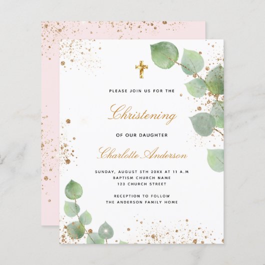 Papier Invitation au blush d'eucalyptus (Devant / Derrière)