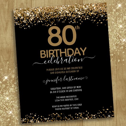 Papier Invitation au budget de la fête du 80e anniversair