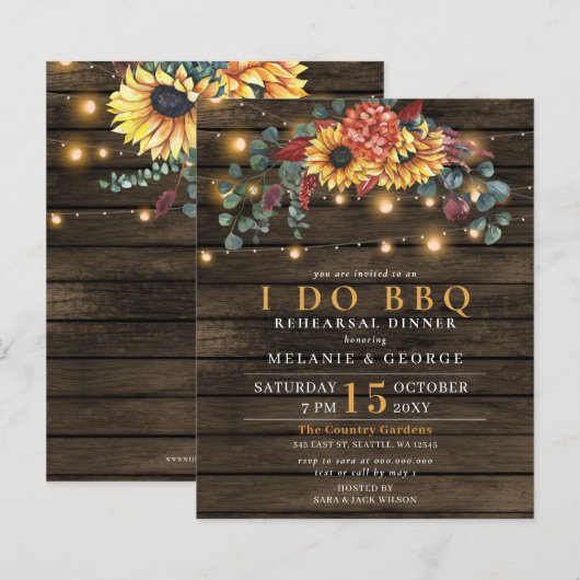 Papier Invitation au dîner de répétition avec guirlandes (Devant / Derrière)