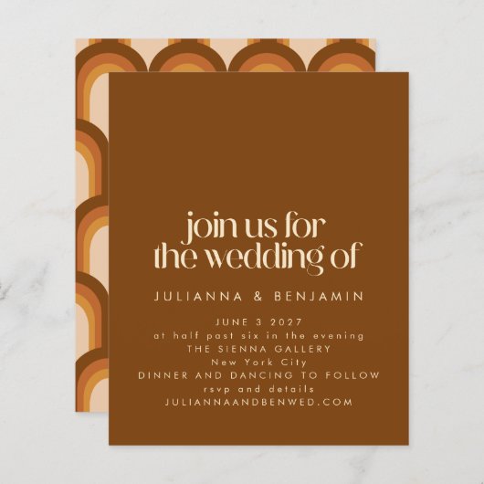 Papier Invitation au mariage Brown de conception rétro Su (Devant / Derrière)