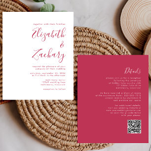 Papier Invitation au mariage du code QR du script magenta