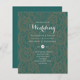 Papier Invitation au mariage monochromatique Turquoise BU