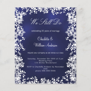 Papier Invitation au renouvellement de voeu de flocons bl