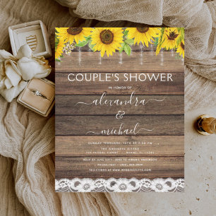 Papier Invitation au tournesol de douche de couple budget