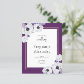 Papier Invitation avec code QR Fleurs royales violettes B (Debout devant)