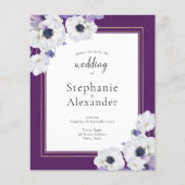 Papier Invitation avec code QR Fleurs royales violettes B (Devant)