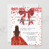 Papier Invitation avec ruban rouge pour une Sweet 16 en r (Devant)