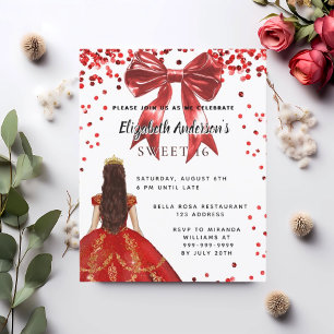 Papier Invitation avec ruban rouge pour une Sweet 16 en r