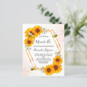 Papier Invitation Baby shower abeille Budget tournesols (Debout devant)