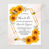 Papier Invitation Baby shower abeille Budget tournesols (Devant)