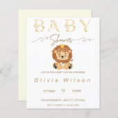 Papier invitation baby shower animal d'or (Devant / Derrière)
