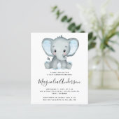 Papier Invitation Baby shower Blue Elephant BUDGET (Debout devant)