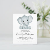 Papier Invitation Baby shower Blue Elephant BUDGET (Debout devant)