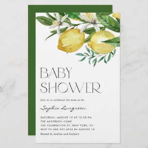 Papier Invitation Baby shower Boho Lemon and Blooms