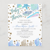 Papier Invitation Baby Shower Budget Blue Coquillages Pla (Devant)