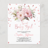 Papier Invitation Baby shower Budget Blush Rose Fleurs (Devant)