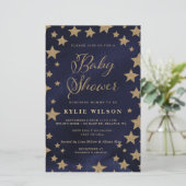 Papier Invitation Baby shower Budget Gold Stars (Debout devant)