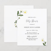 Papier Invitation Baby shower budgétaire floral White Dai (Devant / Derrière)