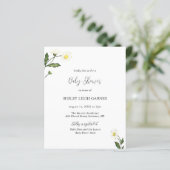 Papier Invitation Baby shower budgétaire floral White Dai (Debout devant)