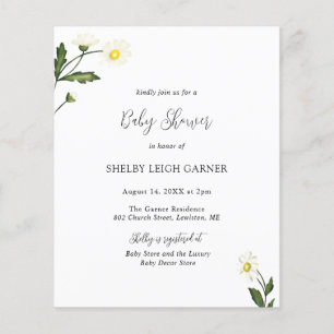 Papier Invitation Baby shower budgétaire floral White Dai