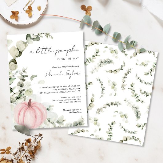 Papier Invitation Baby shower Citrouille rose budget