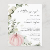 Papier Invitation Baby shower Citrouille rose budget (Devant)