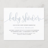 Papier Invitation Baby shower de calligraphie bleu poussi (Devant)