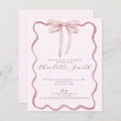 Papier Invitation Baby shower de fille à la ceinture rose (Devant / Derrière)