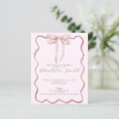 Papier Invitation Baby shower de fille à la ceinture rose (Debout devant)