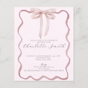 Papier Invitation Baby shower de fille à la ceinture rose