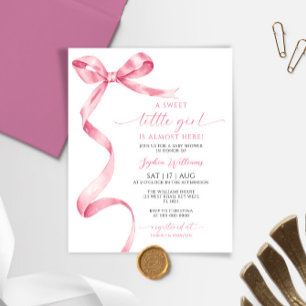 Papier Invitation Baby shower de fille rose poitrine rose