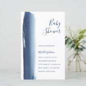Papier Invitation Baby shower de garçon de couleur bleu m (Debout devant)