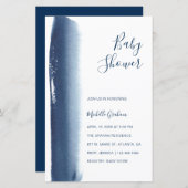 Papier Invitation Baby shower de garçon de couleur bleu m (Devant / Derrière)