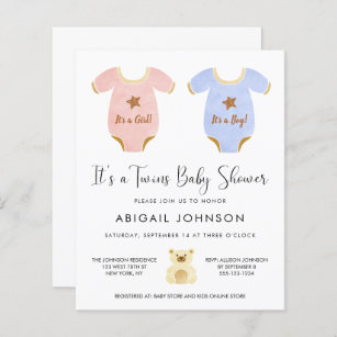Papier Invitation Baby shower de jumelles budget