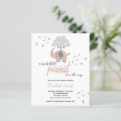 Papier Invitation Baby shower de la fille rose Eléphant B (Debout devant)