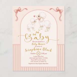 Papier Invitation Baby shower de l'agneau rose