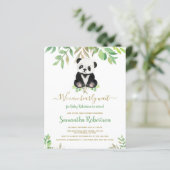 Papier Invitation Baby shower de l'ours Eucalyptus budget (Debout devant)
