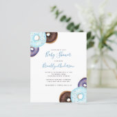 Papier Invitation Baby shower de noix de muscade bleu BUD (Debout devant)