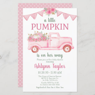 Papier Invitation Baby shower de petite fille Citrouille 